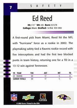 2003 Score #7 Ed Reed Back