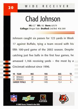 2003 Score #20 Chad Johnson Back