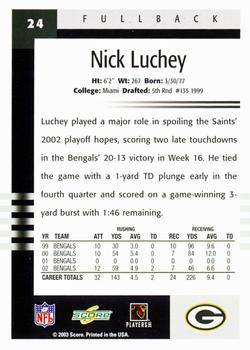 2003 Score #24 Nick Luchey Back