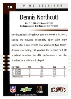 2003 Score #30 Dennis Northcutt Back