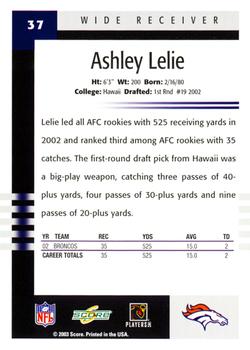 2003 Score #37 Ashley Lelie Back