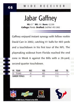 2003 Score #46 Jabar Gaffney Back