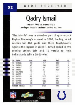 2003 Score #52 Qadry Ismail Back