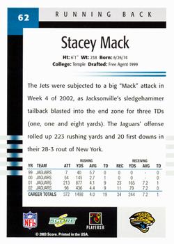 2003 Score #62 Stacey Mack Back