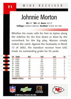 2003 Score #71 Johnnie Morton Back