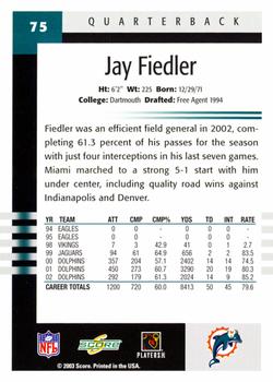2003 Score #75 Jay Fiedler Back