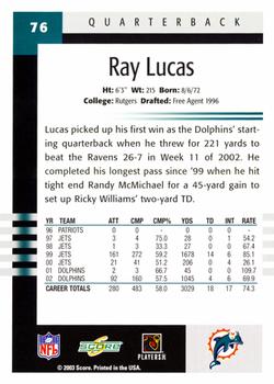 2003 Score #76 Ray Lucas Back