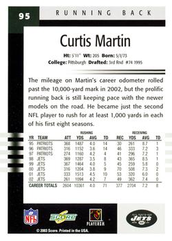 2003 Score #95 Curtis Martin Back