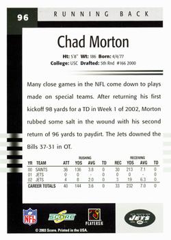 2003 Score #96 Chad Morton Back