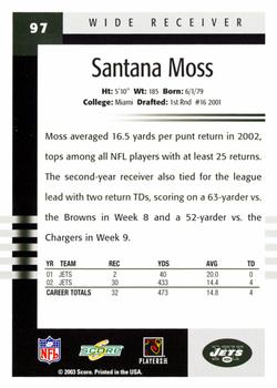 2003 Score #97 Santana Moss Back