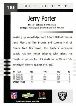2003 Score #105 Jerry Porter Back