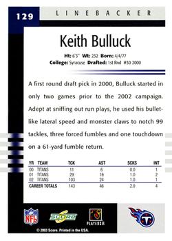 2003 Score #129 Keith Bulluck Back