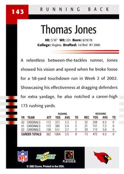 2003 Score #143 Thomas Jones Back