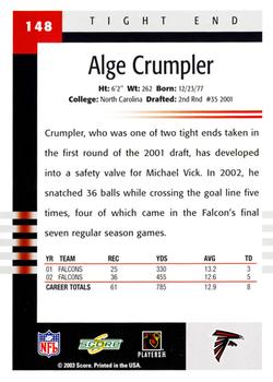 2003 Score #148 Alge Crumpler Back