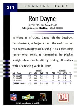 2003 Score #217 Ron Dayne Back