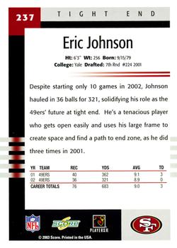 2003 Score #237 Eric Johnson Back