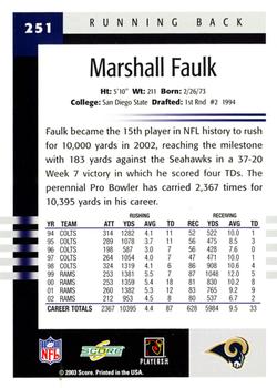2003 Score #251 Marshall Faulk Back
