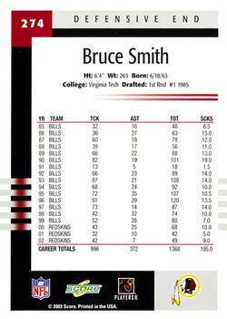 2003 Score #274 Bruce Smith Back