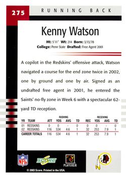 2003 Score #275 Kenny Watson Back