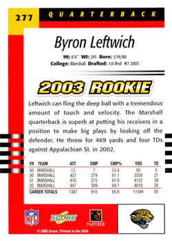 2003 Score #277 Byron Leftwich Back