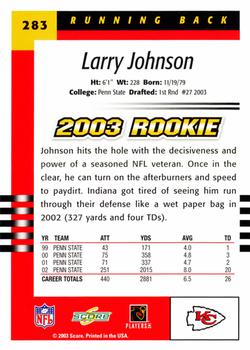 2003 Score #283 Larry Johnson Back