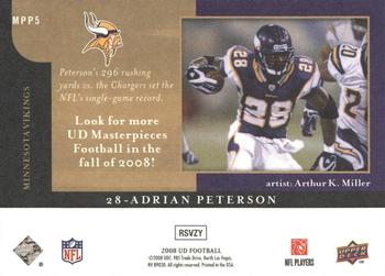 2008 Upper Deck - Masterpieces Preview #MPP5 Adrian Peterson Back