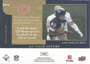 2008 Upper Deck - Masterpieces Preview #MPP6 Gale Sayers Back