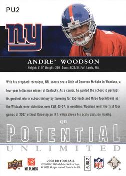 2008 Upper Deck - Potential Unlimited #PU2 Andre Woodson Back