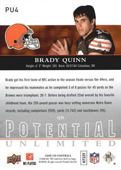 2008 Upper Deck - Potential Unlimited #PU4 Brady Quinn Back