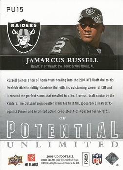2008 Upper Deck - Potential Unlimited #PU15 JaMarcus Russell Back
