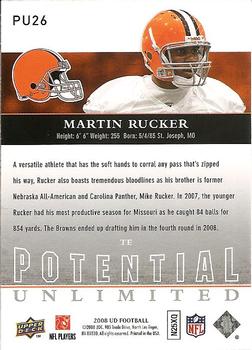 2008 Upper Deck - Potential Unlimited #PU26 Martin Rucker Back
