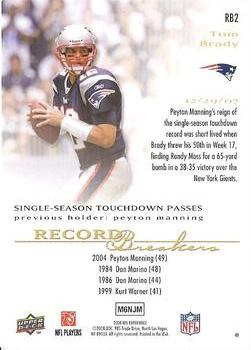 2008 Upper Deck - Record Breakers #RB2 Tom Brady Back