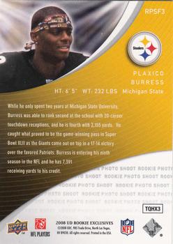 2008 Upper Deck Rookie Exclusives - Rookie Photo Shoot Flashbacks #RPSF3 Plaxico Burress Back