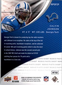 2008 Upper Deck Rookie Exclusives - Rookie Photo Shoot Flashbacks #RPSF29 Calvin Johnson Back