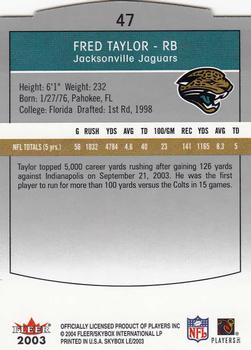 2003 SkyBox LE #47 Fred Taylor Back