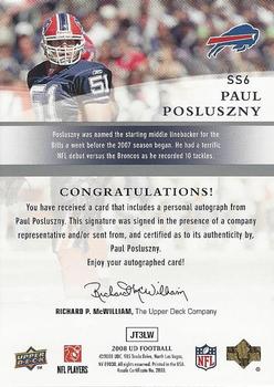2008 Upper Deck - Signature Shots #SS6 Paul Posluszny Back
