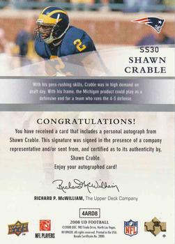 2008 Upper Deck - Signature Shots #SS30 Shawn Crable Back