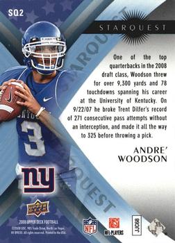 2008 Upper Deck - StarQuest Rainbow Blue #SQ2 Andre Woodson Back