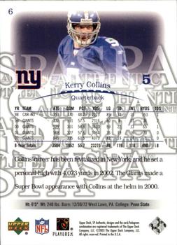 2003 SP Authentic #6 Kerry Collins Back
