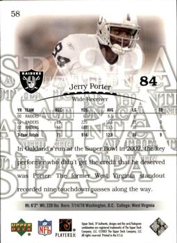 2003 SP Authentic #58 Jerry Porter Back