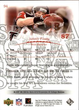 2003 SP Authentic #94 Jimmy Farris Back