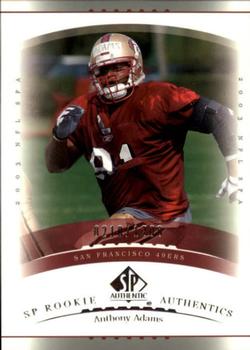 2003 SP Authentic #194 Anthony Adams Front