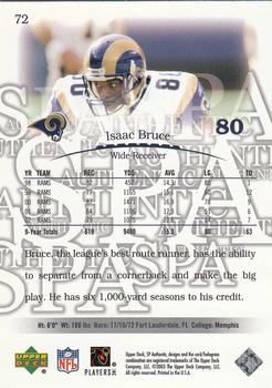 2003 SP Authentic #72 Isaac Bruce Back