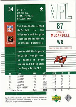 2003 SP Game Used #34 Keenan McCardell Back