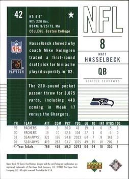 2003 SP Game Used #42 Matt Hasselbeck Back