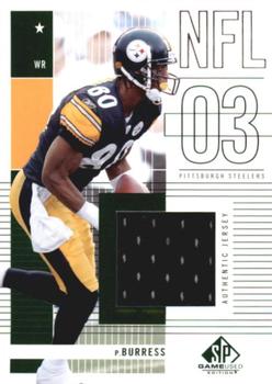 2003 SP Game Used #163 Plaxico Burress Front