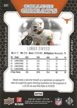 2008 Upper Deck Draft Edition - College Greats #CG7 Limas Sweed  Back