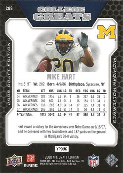 2008 Upper Deck Draft Edition - College Greats #CG9 Mike Hart  Back