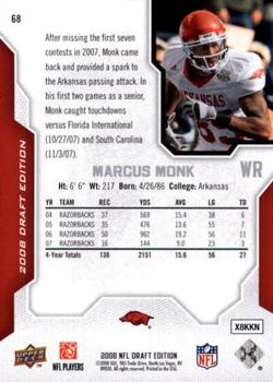 2008 Upper Deck Draft Edition - Red #68 Marcus Monk Back
