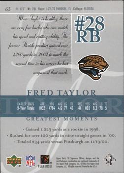 2003 SP Signature Edition #63 Fred Taylor Back